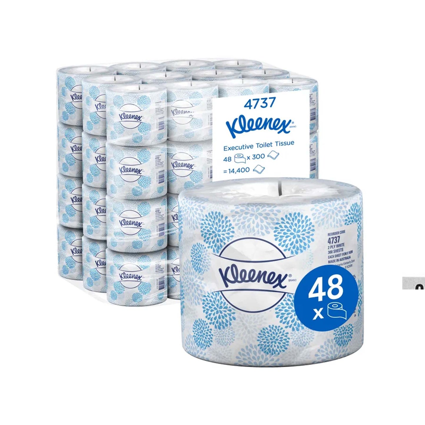 4737 PAPEL HIGIÉNICO 300S 10CMX11CM 48C 2P KLEENEX