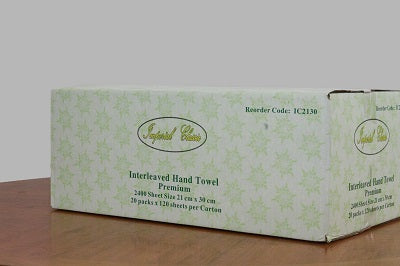 IC2130 - HAND TOWEL INTERLEAVED 120S 21CM X 30CM 20PK 1PLY