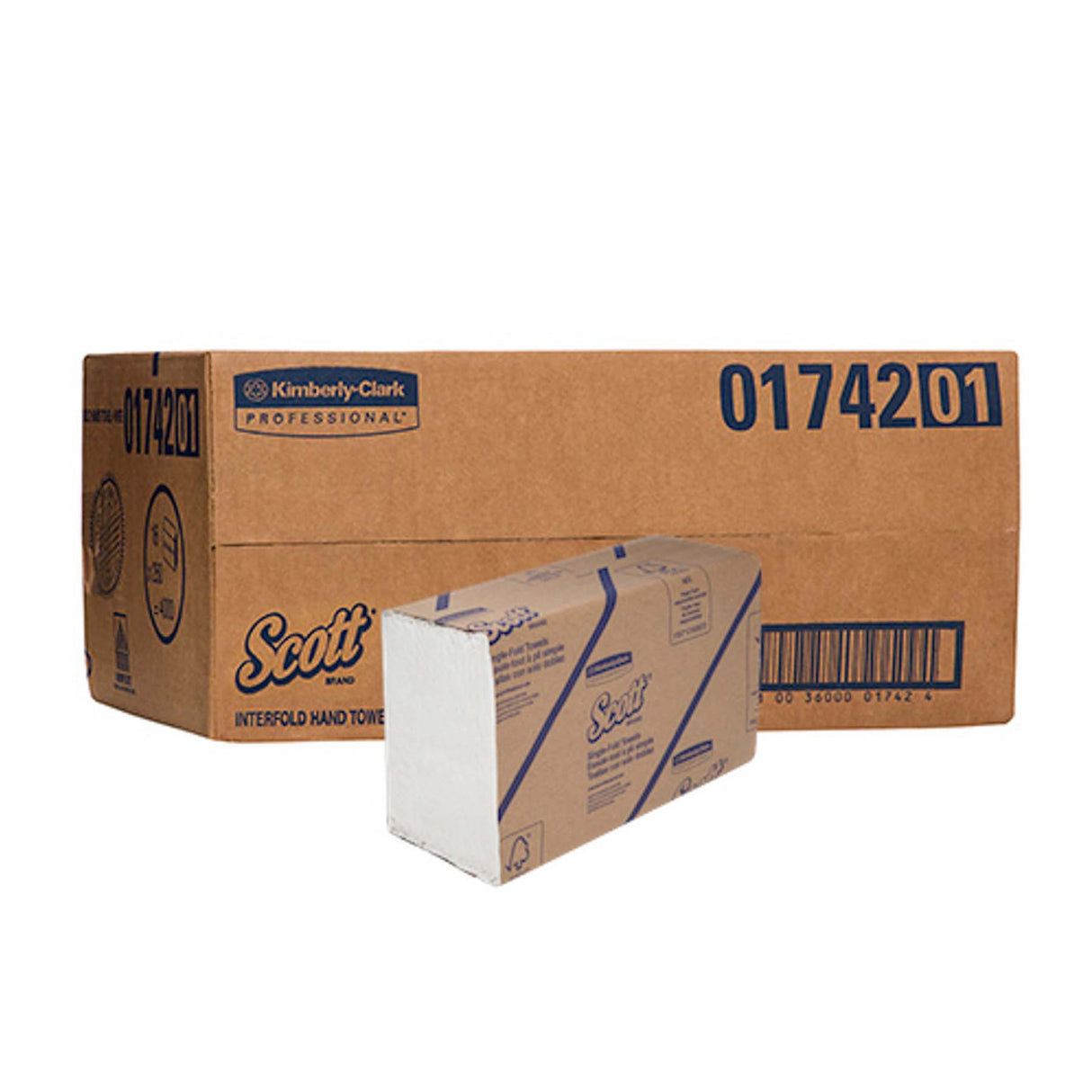 1742 KC SCOTT INTERFOLD TOWEL, WHITE, 26.6CM X 23.6CM, 250 SHEETS PER PACK - 16 PACKS