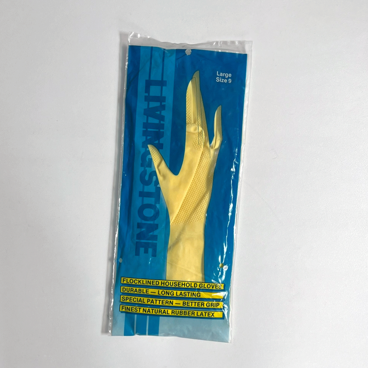 LIVINGSTONE RUBBER LATEX GLOVES YELLOW LARGE SIZE 9