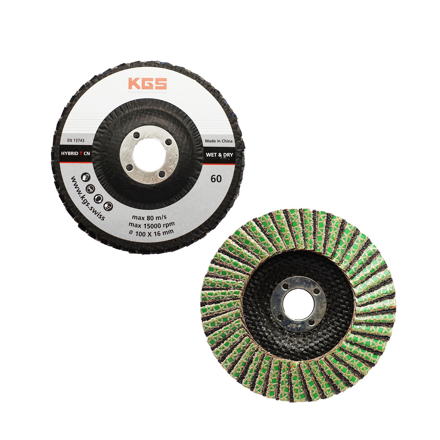 KGS HYBRID CN DIAMOND FLAP DISC 115MM 22.23 BORE GRIT 60