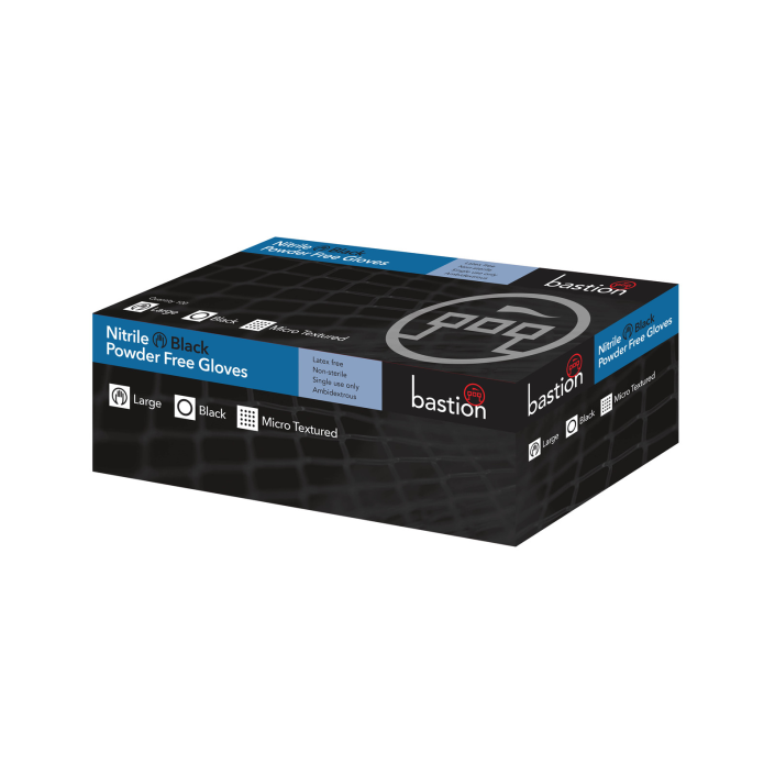 BASTION 丁腈无粉黑色手套 微纹理 大号 100/包