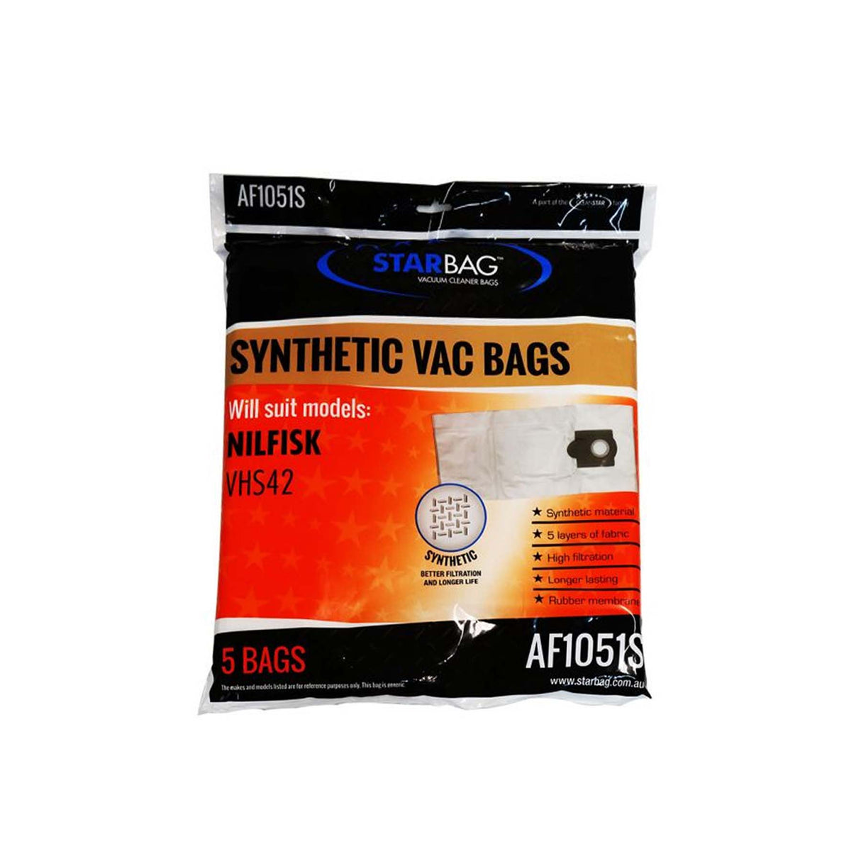 AF1051S - 适用于 NILFISK VHS42 真空吸尘器的合成袋（5 个一包）