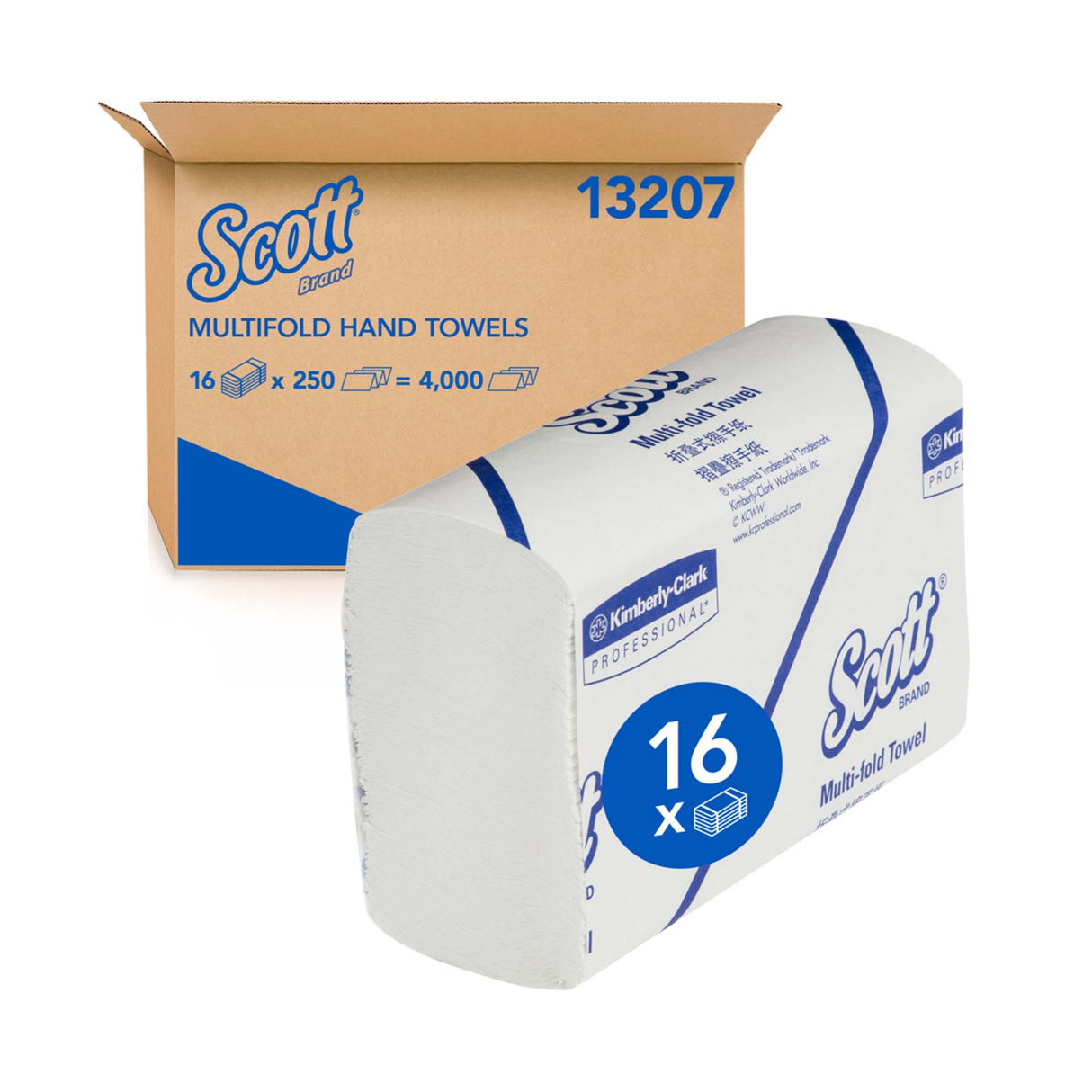 13207 KC MULTIFOLD TOWEL 250S 23.8CMX23.3CM SCOTT (4452) 16 PACKS