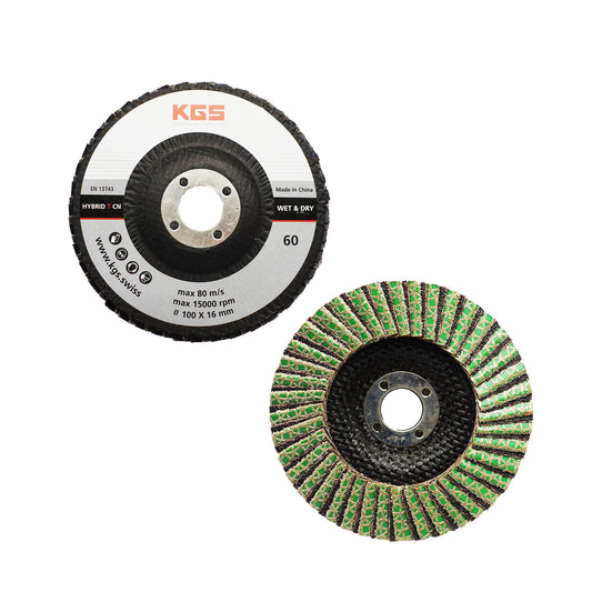 KGS HYBRID CN DIAMOND FLAP DISC 115MM 22.23 BORE GRIT 60