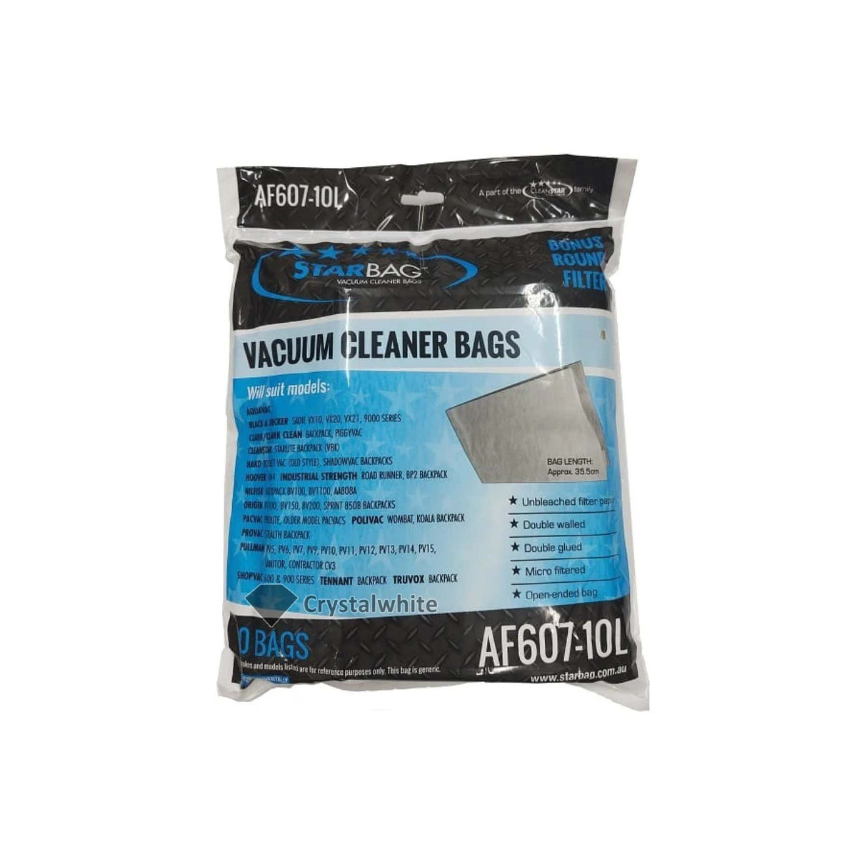 AF607-10L POLIVAC WOMBAT &amp; KOALA/NILFISK BV100 -PAC VAC PROLITE - 纸袋 - 10PK