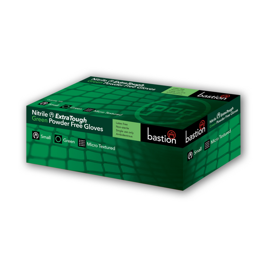 NITRILE, EXTRA TOUGH, GREEN, POWDER FREE, MICRO TEXTURED, LARGE - 100 PKT