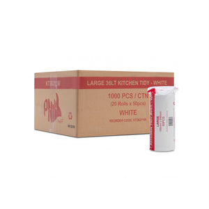 BIN LINER 036L 690X590 WHITE ROLL 1000PC - KT36211W