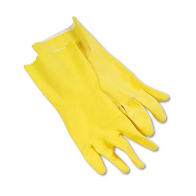 FLOCKED LINED RUBBER GLOVES SMALL - YELLOW