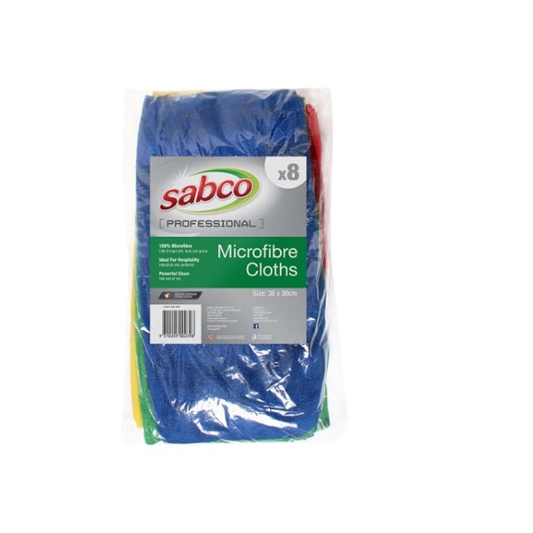SABCO MICROFIBRE CLOTHS 8 PACK