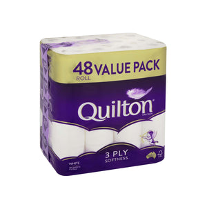 QUILTON DELUXE TOILET PAPER - 48 ROLLS - 3 PLY - 190 SHEETS PER ROLL - 0-3200